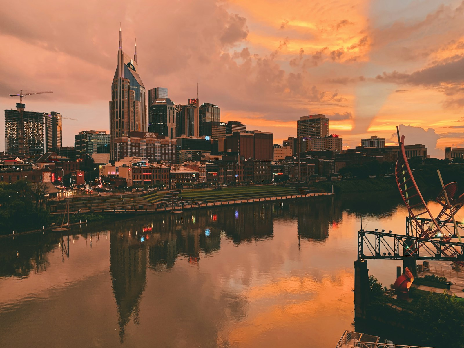 Nashville skyline at sunset